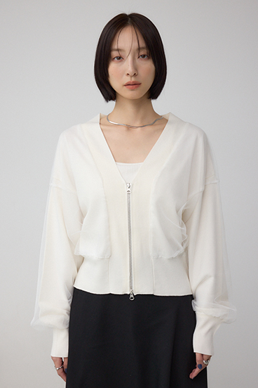 チュールドッキングニットカーディガン 詳細画像