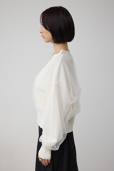 チュールドッキングニットカーディガン 詳細画像