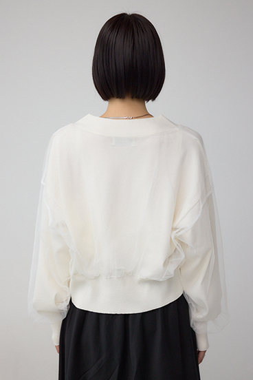 チュールドッキングニットカーディガン 詳細画像