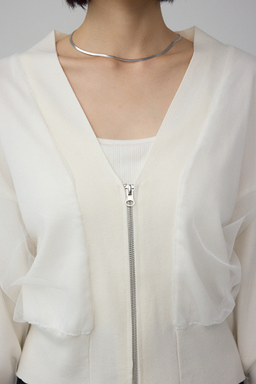 チュールドッキングニットカーディガン 詳細画像