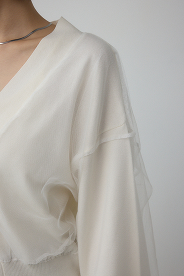 チュールドッキングニットカーディガン 詳細画像