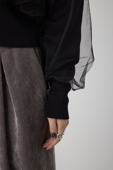 チュールドッキングニットカーディガン 詳細画像