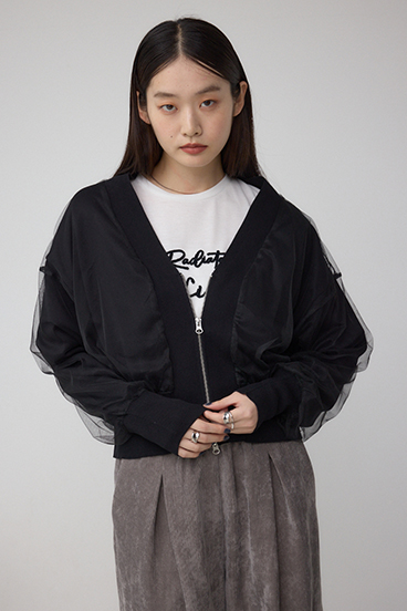 チュールドッキングニットカーディガン 詳細画像