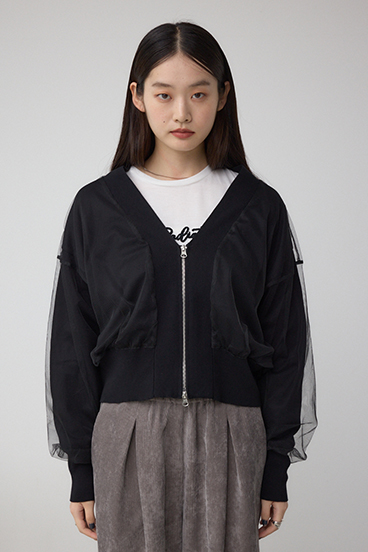 チュールドッキングニットカーディガン 詳細画像