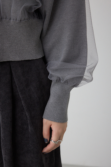 チュールドッキングニットカーディガン 詳細画像