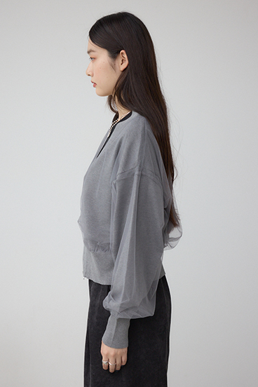 チュールドッキングニットカーディガン 詳細画像