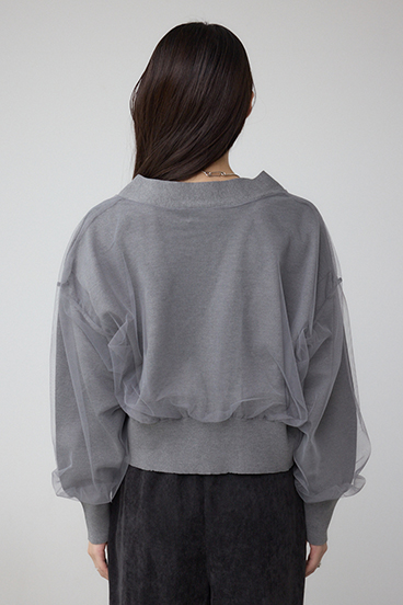 チュールドッキングニットカーディガン 詳細画像