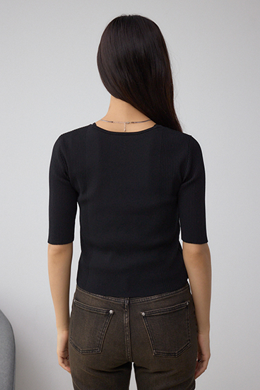 フェイクレイヤードレースアップニット 詳細画像