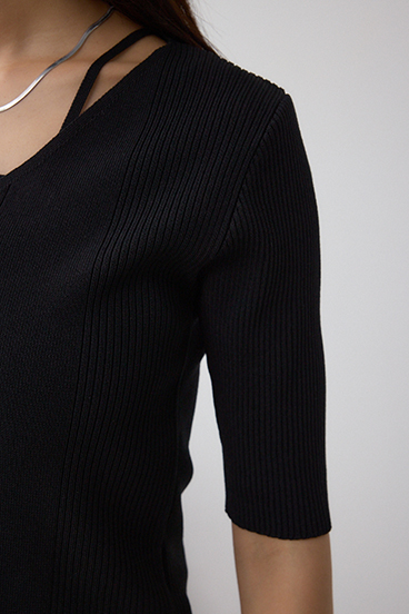 フェイクレイヤードレースアップニット 詳細画像