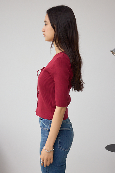 フェイクレイヤードレースアップニット 詳細画像