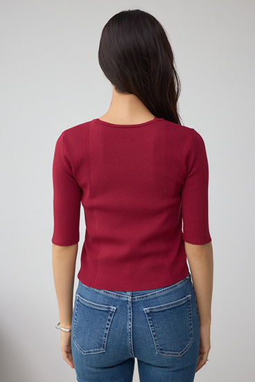 フェイクレイヤードレースアップニット 詳細画像