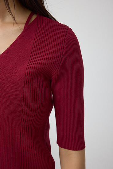 フェイクレイヤードレースアップニット 詳細画像