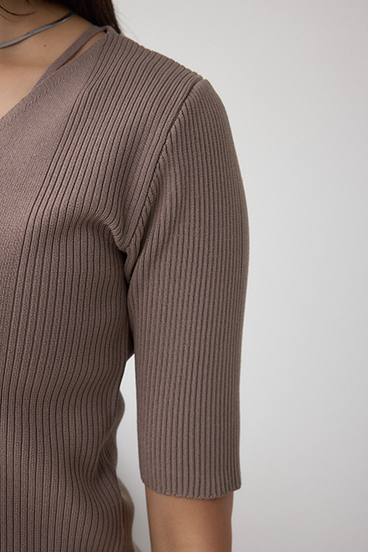 フェイクレイヤードレースアップニット 詳細画像