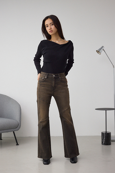 ドレープ長袖ニットトップス 詳細画像