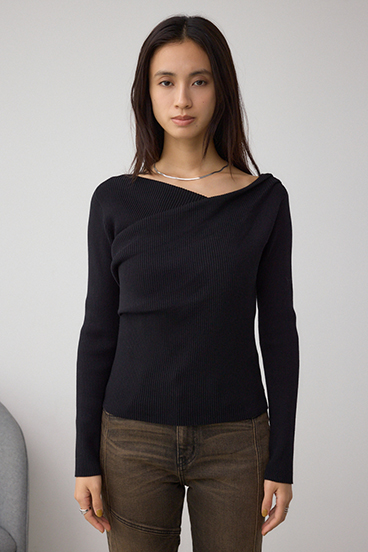 ドレープ長袖ニットトップス 詳細画像