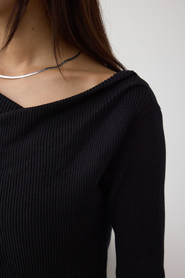 ドレープ長袖ニットトップス 詳細画像