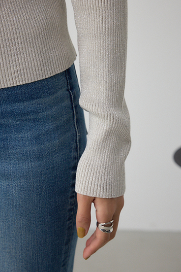 ドレープ長袖ニットトップス 詳細画像