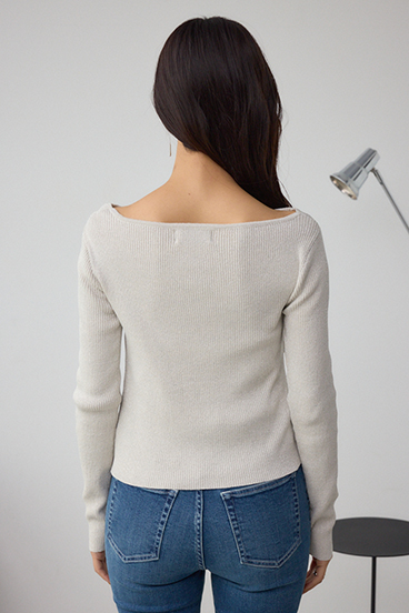 ドレープ長袖ニットトップス 詳細画像