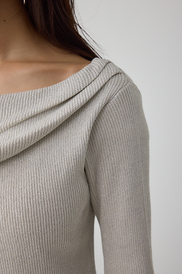 ドレープ長袖ニットトップス 詳細画像