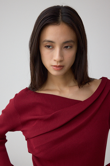 ドレープ長袖ニットトップス 詳細画像