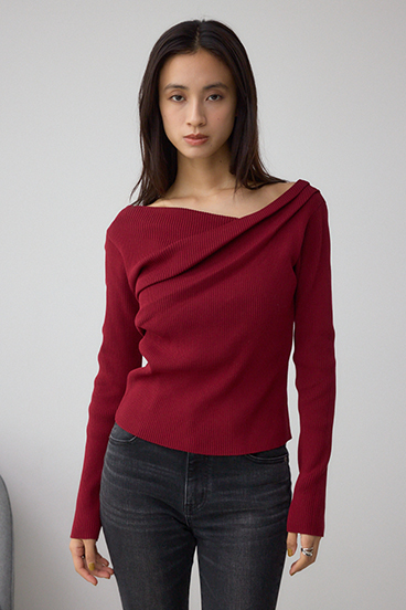 ドレープ長袖ニットトップス 詳細画像