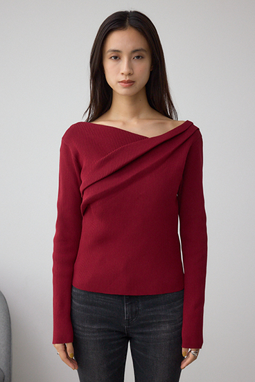 ドレープ長袖ニットトップス 詳細画像