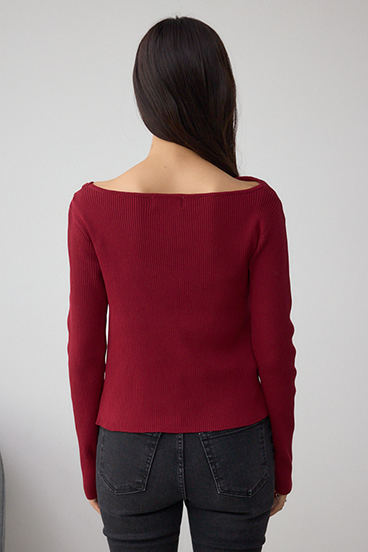 ドレープ長袖ニットトップス 詳細画像