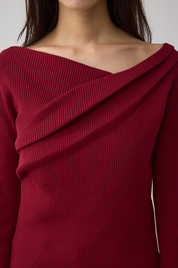 ドレープ長袖ニットトップス 詳細画像