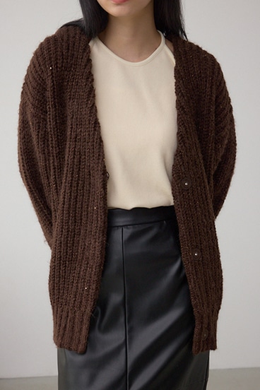 スパンコールニットカーディガン