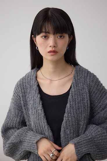 スパンコールニットカーディガン