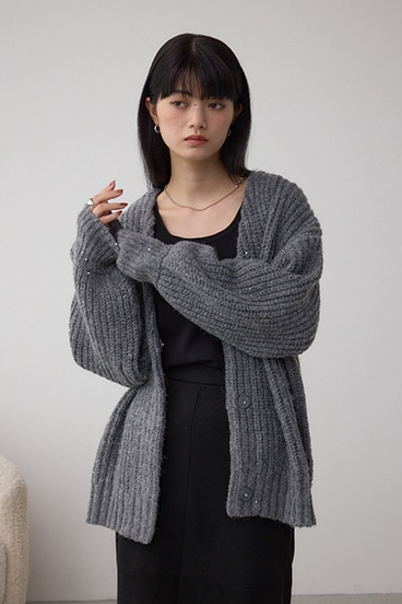 スパンコールニットカーディガン 詳細画像
