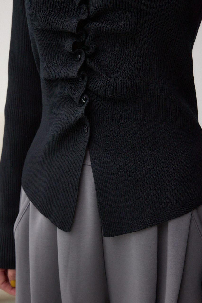 フロントギャザーVネックニット 詳細画像