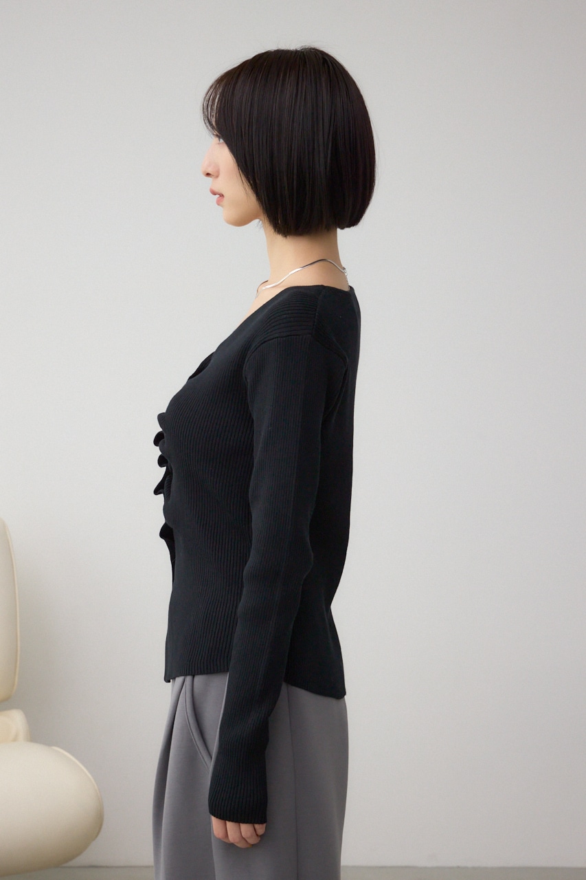 フロントギャザーVネックニット 詳細画像