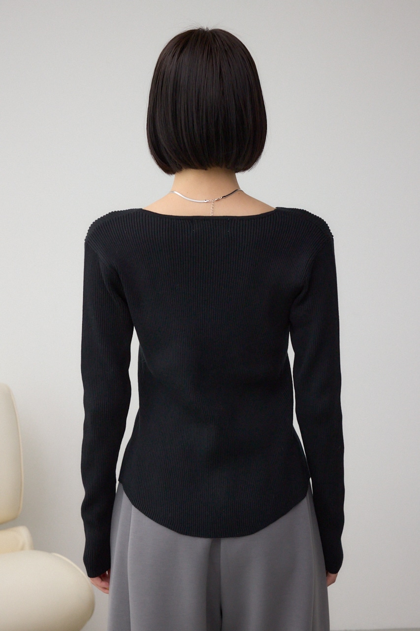 フロントギャザーVネックニット 詳細画像