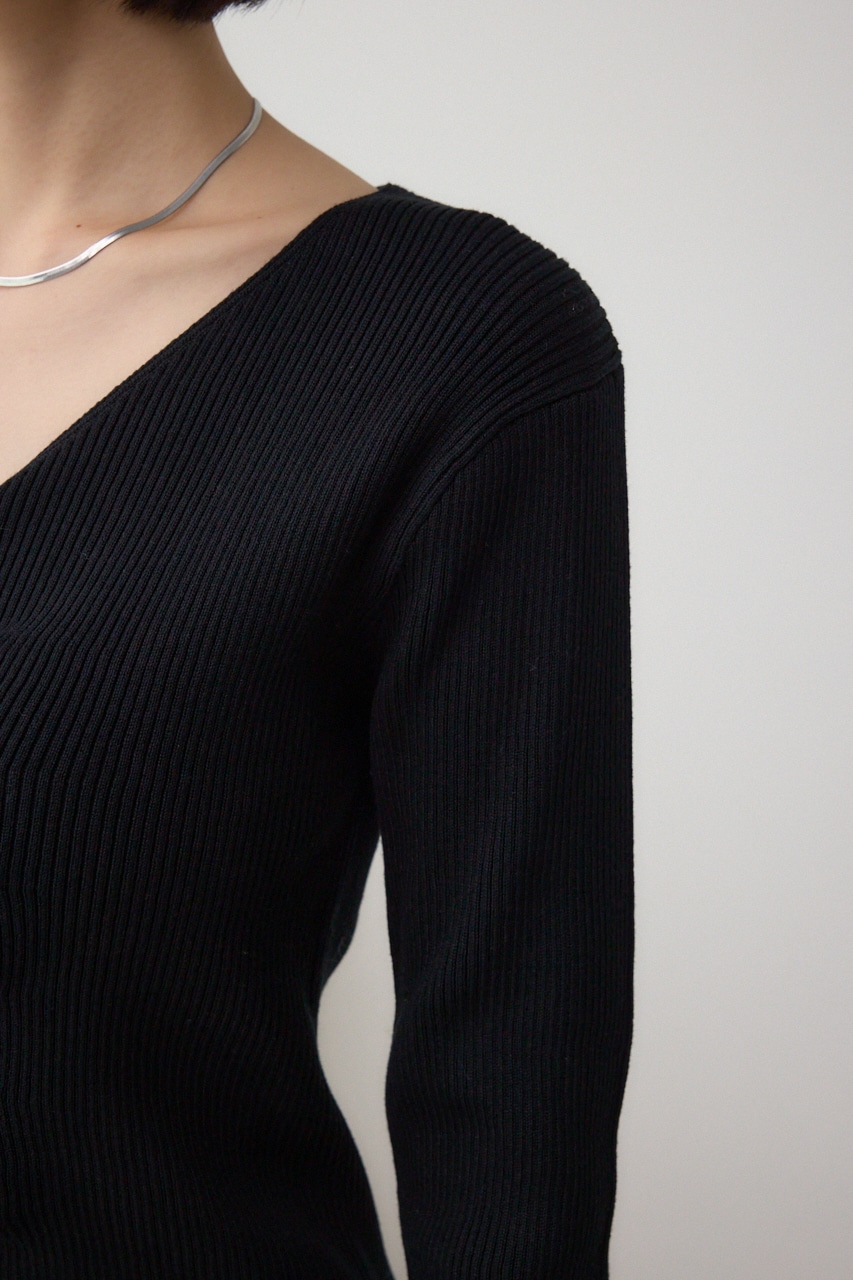 フロントギャザーVネックニット 詳細画像