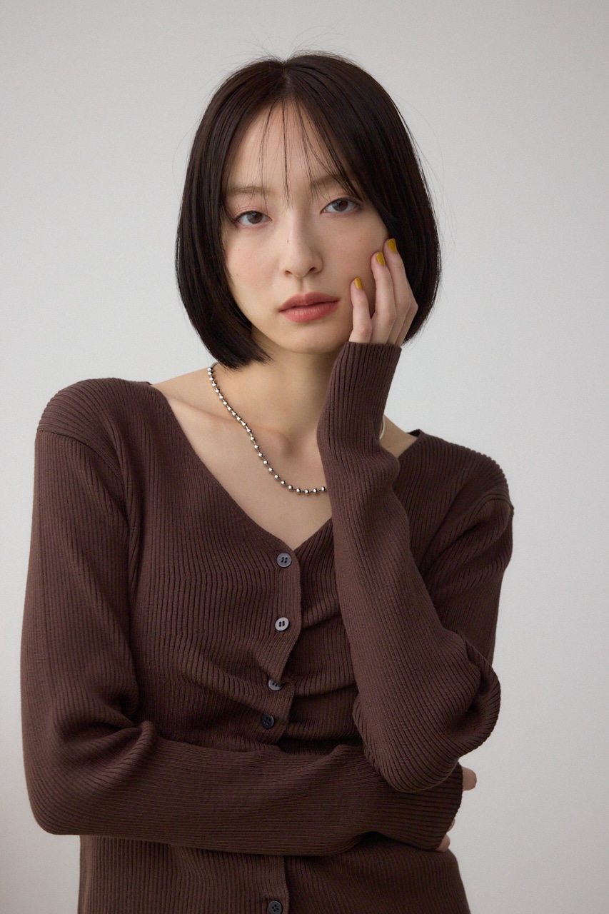 フロントギャザーVネックニット 詳細画像