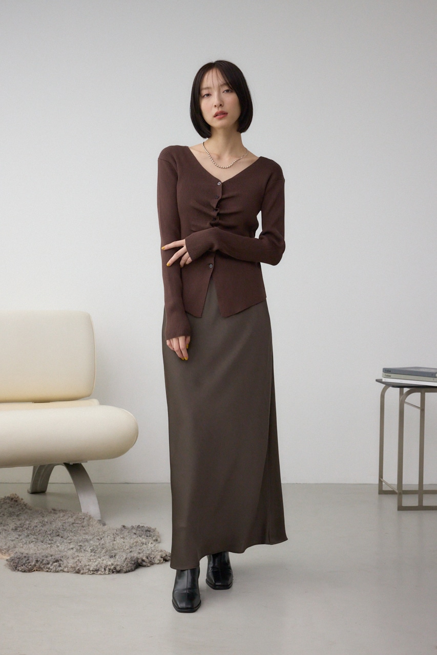 フロントギャザーVネックニット 詳細画像