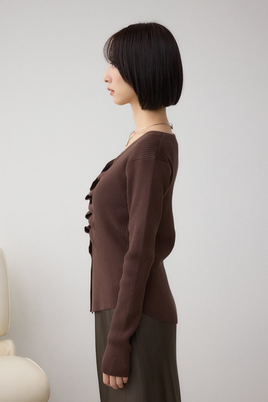 フロントギャザーVネックニット 詳細画像