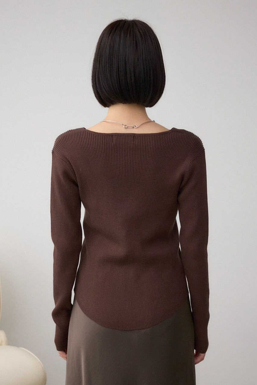 フロントギャザーVネックニット 詳細画像