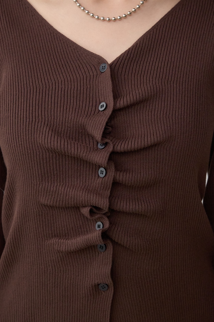 フロントギャザーVネックニット 詳細画像