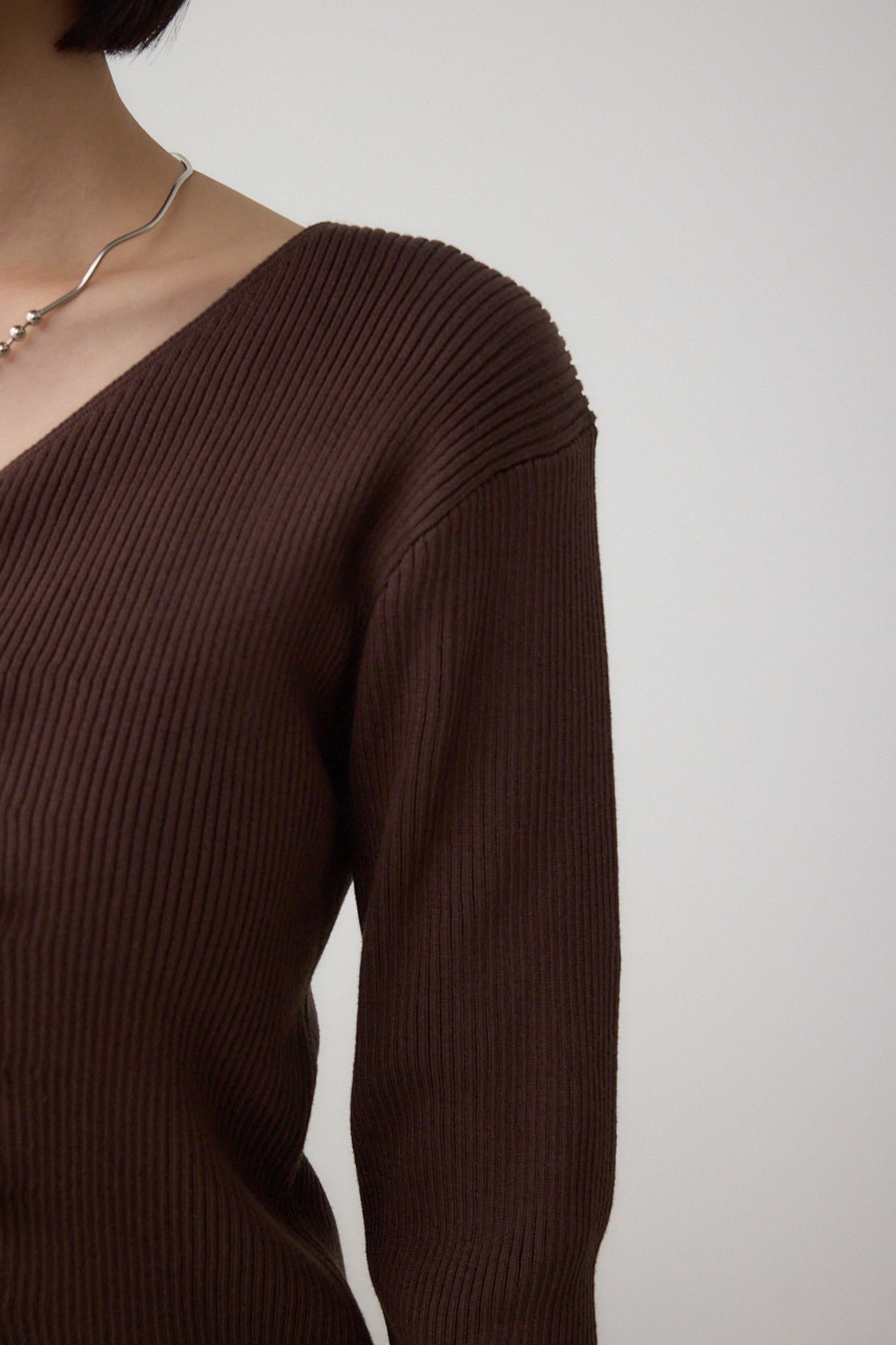 フロントギャザーVネックニット 詳細画像