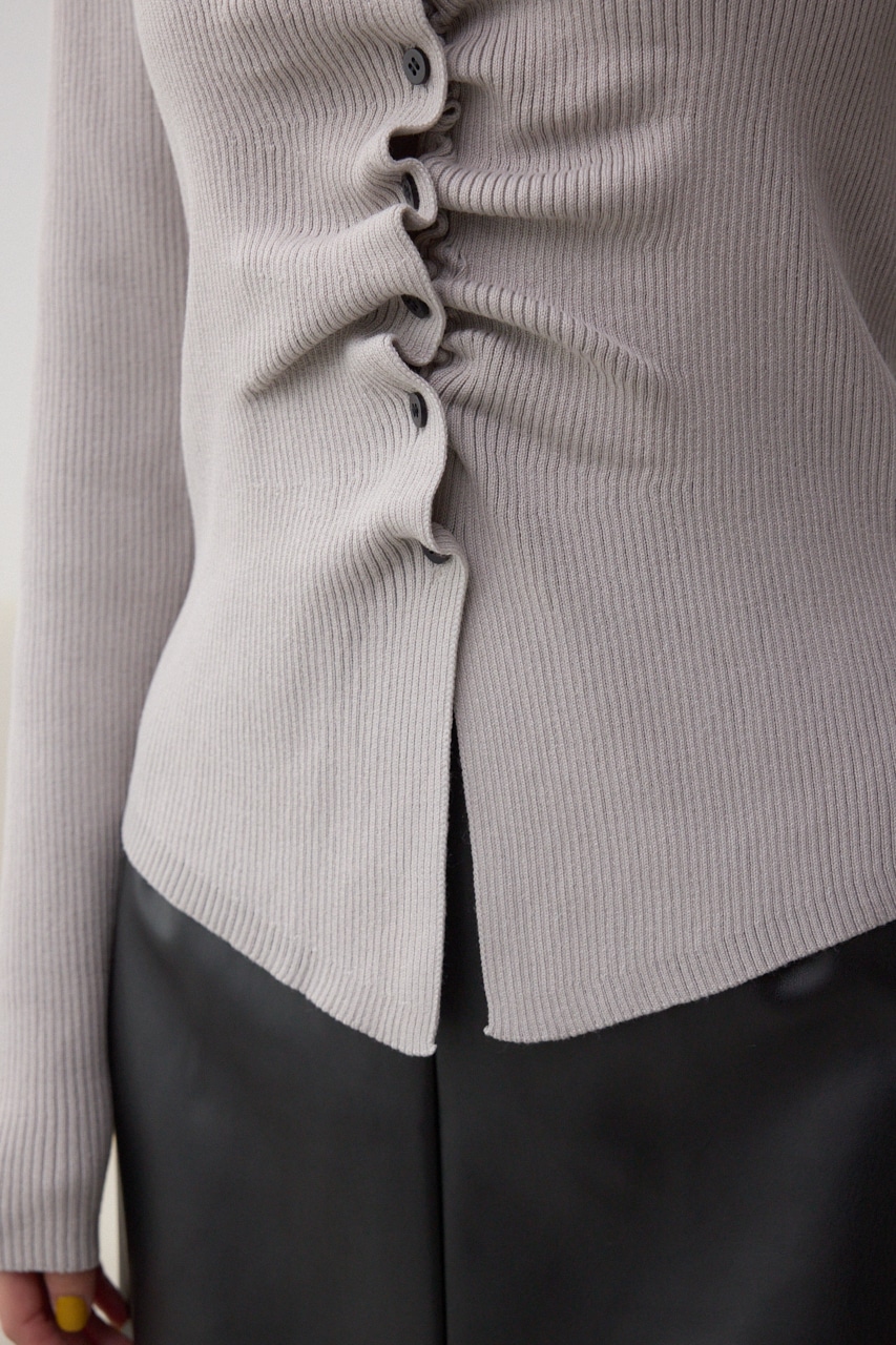 フロントギャザーVネックニット 詳細画像