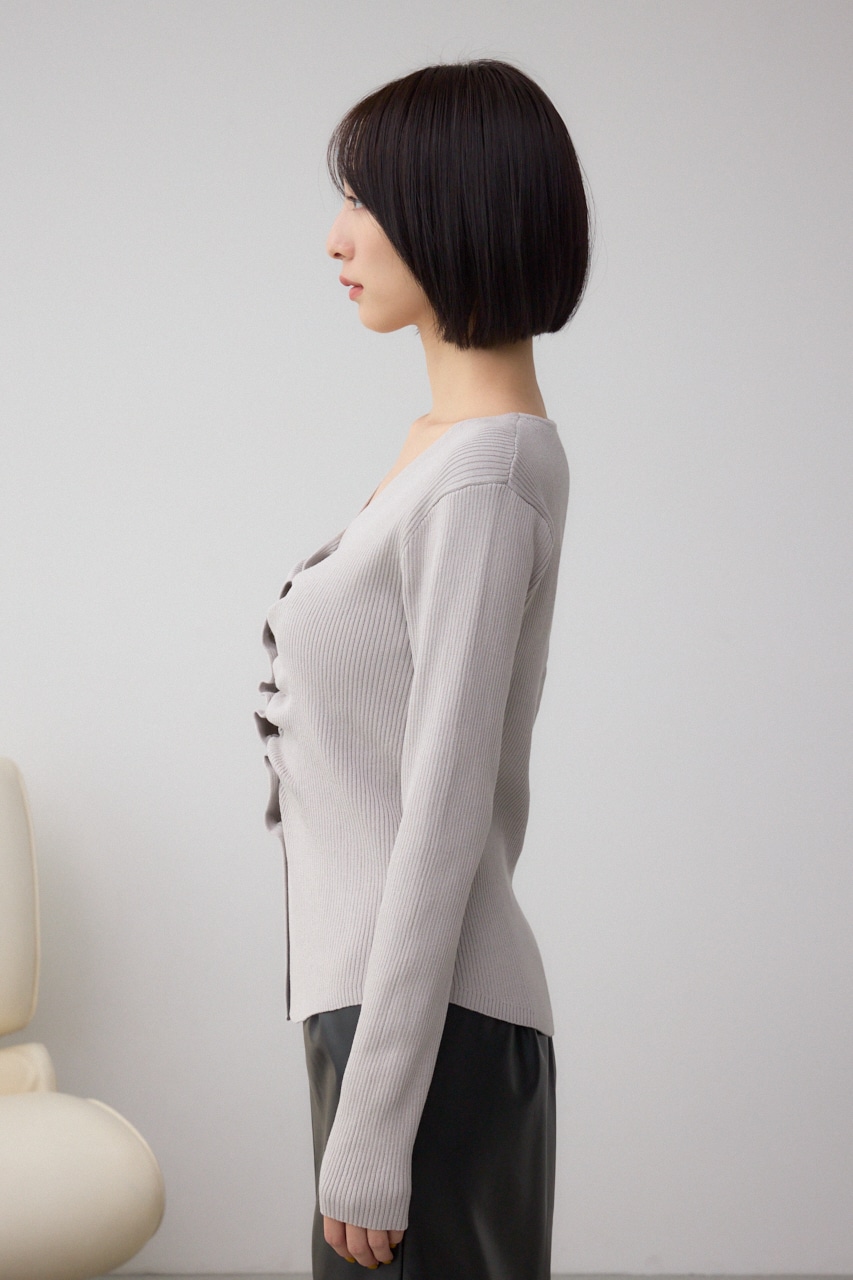 フロントギャザーVネックニット 詳細画像