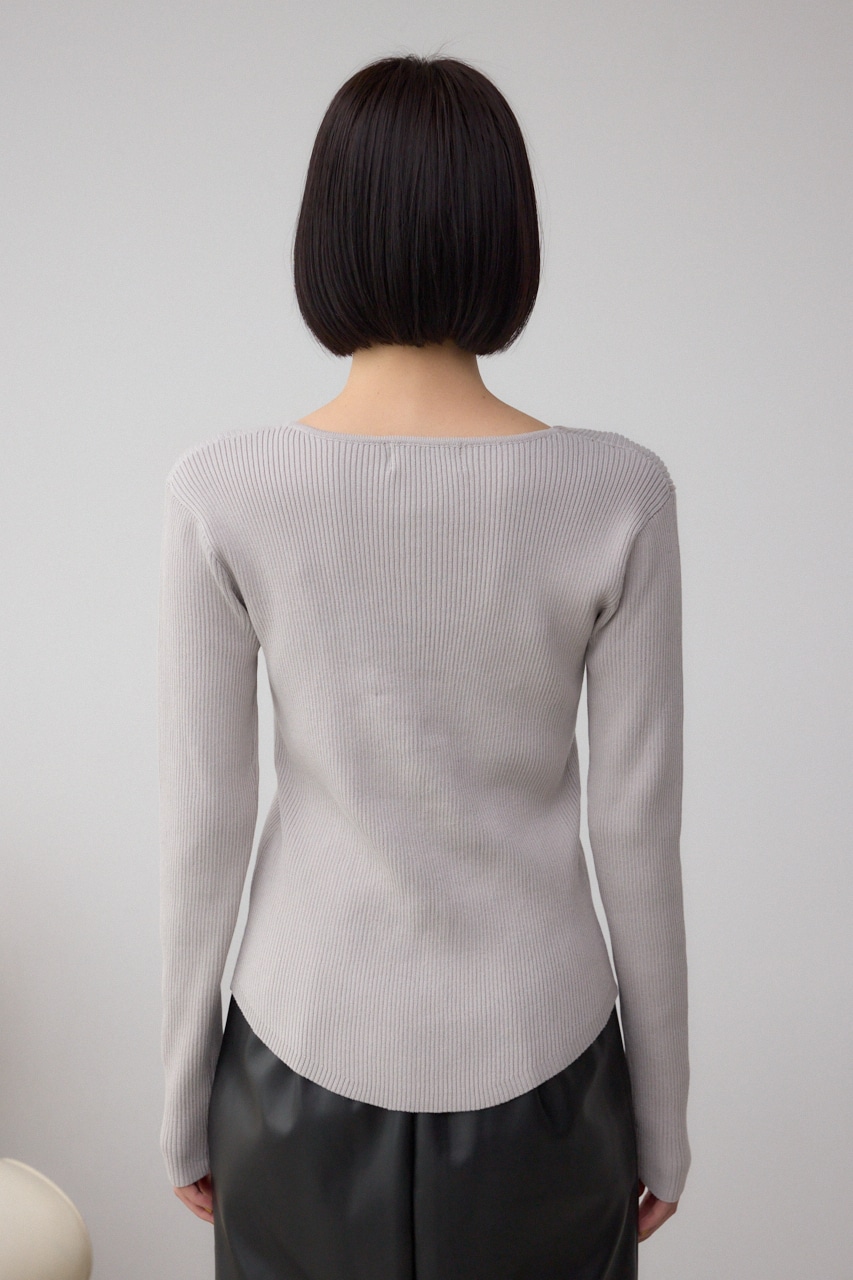 フロントギャザーVネックニット 詳細画像