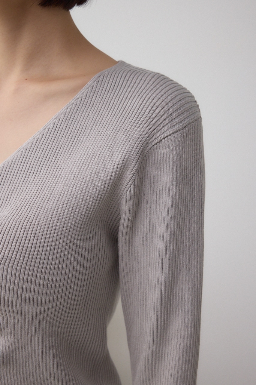 フロントギャザーVネックニット 詳細画像