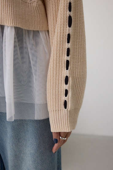 ステッチデザインケーブルニット 詳細画像