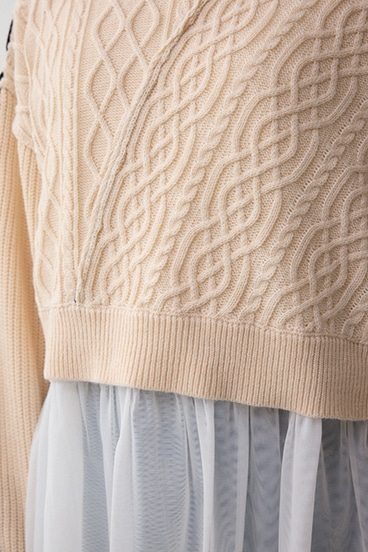 ステッチデザインケーブルニット 詳細画像