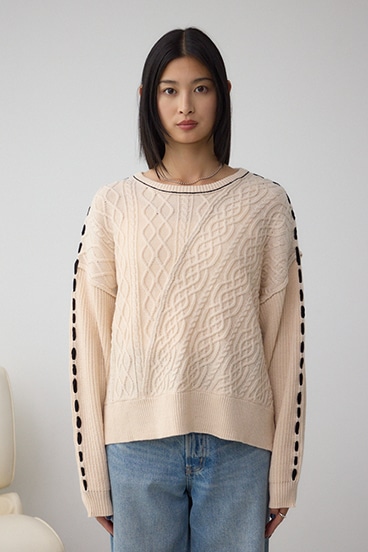 ステッチデザインケーブルニット 詳細画像