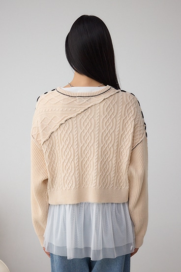 ステッチデザインケーブルニット 詳細画像