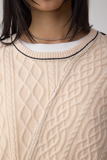 ステッチデザインケーブルニット 詳細画像